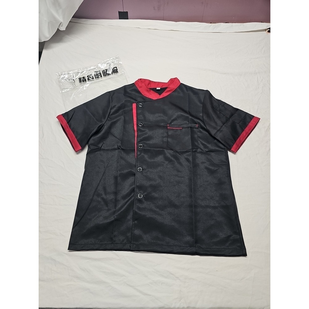 Unisex Chef Coat Cook Black Jacket Restaurant Kitchen Workwear Uniform‎ Shirt L - Picture 2 of 16